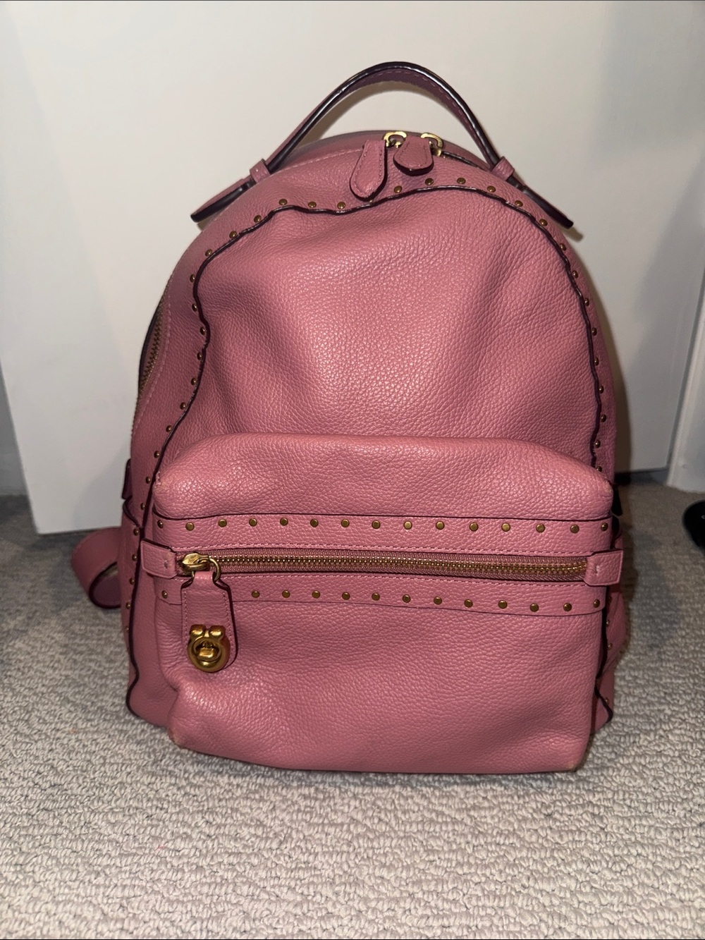 Coach Campus 23 Large Leather Gold Studded Backpack